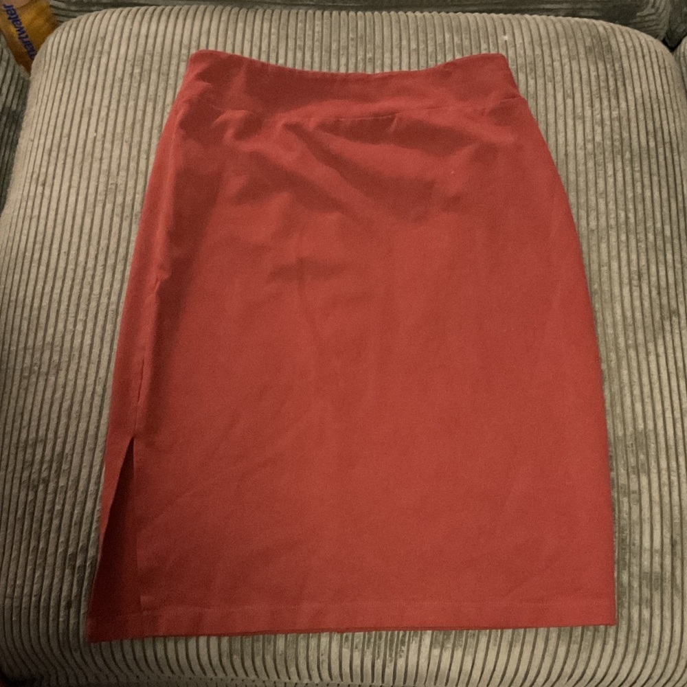 Nine West Brick Red Pencil Skirt with Side Slit
